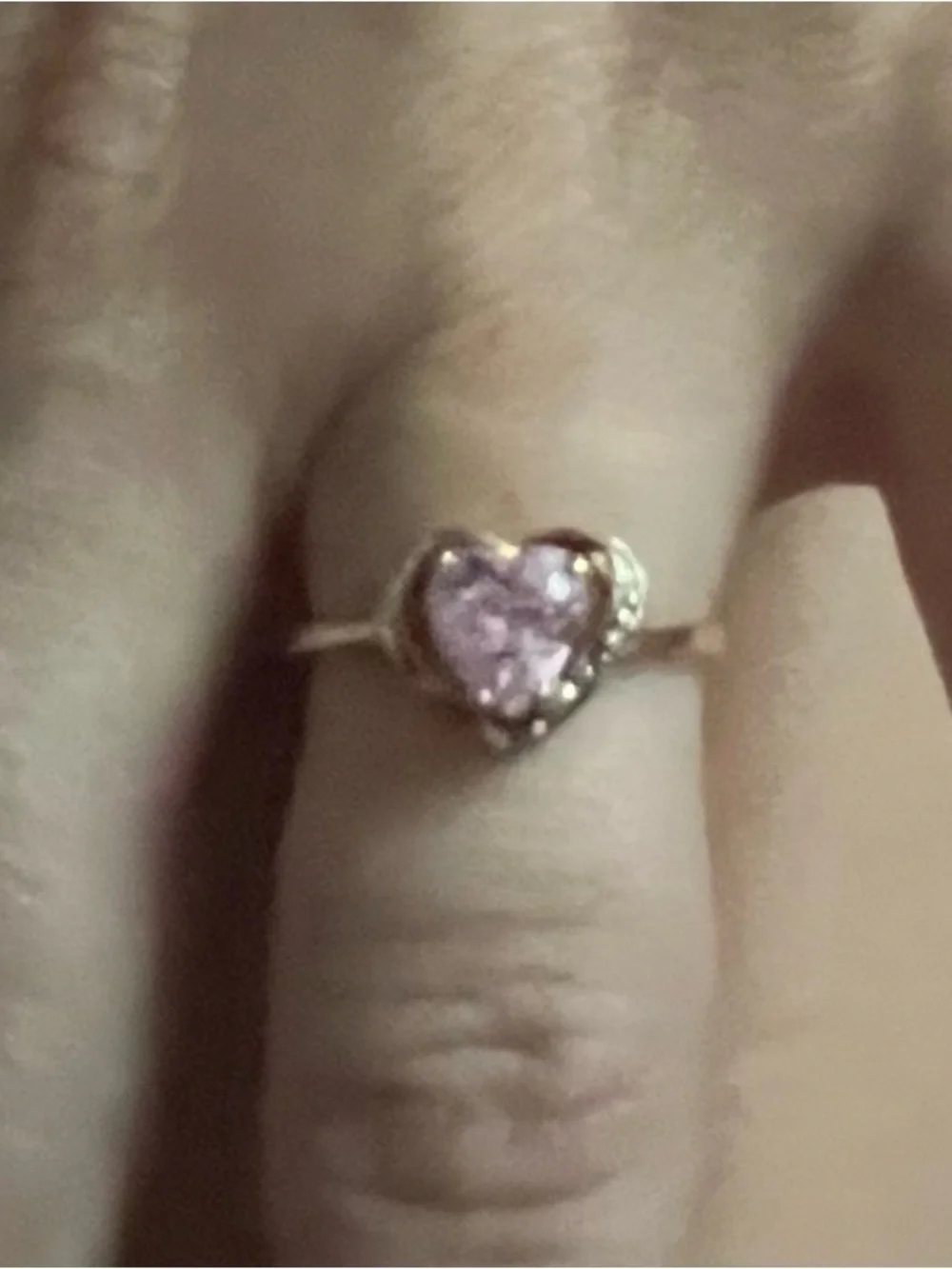 10 k gold Pink Heart Crystal Ring with Pink Heart Drop Earrings PRICE IS FIRM